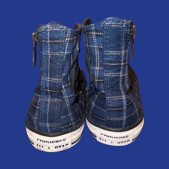 Converse Women's Chuck Taylor All Star Dual Zip Plaid Blue Black White Size 5 - Picture 6 of 7